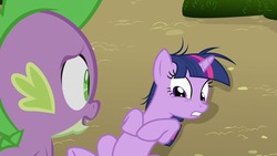 Size: 1280x720 | Tagged: safe, screencap, spike, twilight sparkle, g4, out of context