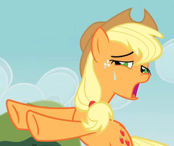 Size: 1079x905 | Tagged: safe, screencap, applejack, g4, too many pinkie pies, out of context