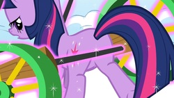 Size: 1280x720 | Tagged: safe, screencap, twilight sparkle, g4, winter wrap up, butt, out of context, plot