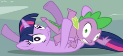 Size: 751x345 | Tagged: safe, screencap, spike, twilight sparkle, g4, my little pony: friendship is magic, the ticket master, caught, cropped, derp, faic, not what it looks like, out of context, scrunchy face