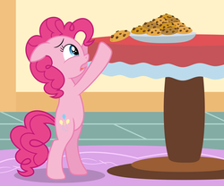 Size: 6000x5000 | Tagged: safe, artist:pikamander2, pinkie pie, earth pony, pony, g4, absurd resolution, bipedal, cookie, cute, diapinkes, female, floppy ears, open mouth, sad, sadorable, solo, standing on two hooves