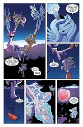 Size: 584x898 | Tagged: safe, idw, official comic, applejack, fluttershy, pinkie pie, princess luna, rainbow dash, spike, twilight sparkle, g4, spoiler:comic, spoiler:comic06, fire ruby, nightmare rarity (arc), official preview, s1 luna