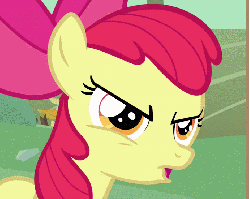 Size: 691x552 | Tagged: safe, screencap, apple bloom, earth pony, pony, g4, one bad apple, season 3, angry, animated, female, filly, foal, gif, solo, talking