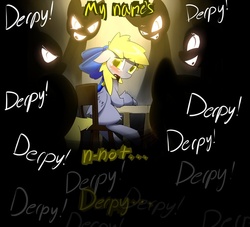 Size: 939x851 | Tagged: safe, artist:serendipity-kitty, derpy hooves, g4, adventure in the comments, blank flank, bow, bullying, crying, drama, filly, sad, teasing, younger