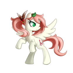 Size: 894x894 | Tagged: dead source, safe, artist:gatodelfuturo, oc, oc only, pegasus, pony, feather, leaf, ponytail, rearing, simple background, solo, spread wings, transparent background