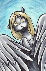 Size: 388x600 | Tagged: safe, artist:thrivis, derpy hooves, pegasus, pony, g4, female, mare, traditional art