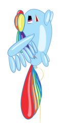 Size: 1430x2994 | Tagged: safe, artist:michinix, rainbow dash, balloon pony, inflatable pony, pegasus, pony, g4, balloon, inanimate tf, solo, transformation