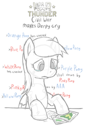 Size: 600x880 | Tagged: safe, artist:lostmahpants, derpy hooves, pegasus, pony, g4, crying, female, mare, war thunder