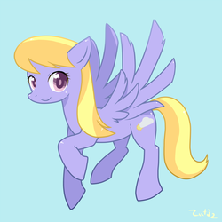 Size: 1000x1000 | Tagged: safe, artist:tina, cloud kicker, pony, g4, female, pixiv, simple background, smiling, solo