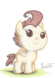 Size: 1639x2332 | Tagged: safe, artist:patoriotto, pound cake, pony, g4, baby, baby pony, colt, foal, male, simple background, solo, traditional art