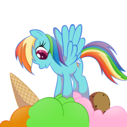 Size: 1562x1562 | Tagged: safe, artist:poniesofmidgard, rainbow dash, pony, g4, female, ice cream, simple background, solo, transparent background