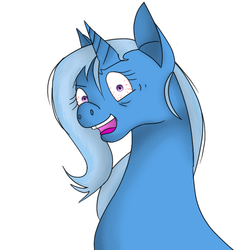 Size: 512x512 | Tagged: safe, artist:superhypertrixie, trixie, pony, unicorn, g4, bust, female, insanity, mare, solo