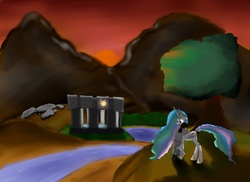 Size: 1931x1403 | Tagged: safe, artist:salvador-dl, princess celestia, human, g4, nature, scenery