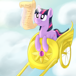 Size: 1600x1600 | Tagged: safe, artist:cheshiresdesires, twilight sparkle, g4, chariot