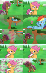 Size: 2200x3500 | Tagged: safe, artist:fillyscoots42, rainbow dash, scootaloo, pegasus, pony, ask crinkleloo, g4, comic, crinkleloo, crying, diaper, diaper fetish, female, filly, foal, mare, non-baby in diaper, sad, tumblr