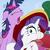 Size: 456x456 | Tagged: safe, screencap, rarity, twilight sparkle, pony, unicorn, g4, cropped, faic, female, hub logo, mare, out of context, puffy cheeks, wat