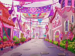 Size: 640x480 | Tagged: safe, screencap, g3, positively pink, celebration castle, no pony, pink, ponyville, streamers, streets