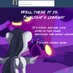 Size: 1100x1100 | Tagged: safe, artist:cosmonaut, rumble, pegasus, pony, lets ask rumble, g4, butt, filly, golden oaks library, library, male to female, plot, rule 63, solo, tumble