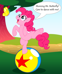 Size: 1619x1933 | Tagged: safe, artist:adminindisguise, pinkie pie, butterfly, g4, ball, solo