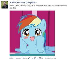 Size: 518x423 | Tagged: safe, rainbow dash, g4, :d, blushing, cute, facebook, steffan andrews, uguu