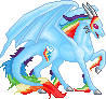 Size: 98x92 | Tagged: artist needed, safe, rainbow dash, dragon, horse, g4, dragon cave, dragonified, gif, non-animated gif, pixel art, rainbow dragon, recolor, simple background, species swap, sprite, transparent background