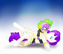 Size: 1041x902 | Tagged: safe, artist:cybermananon, rarity, spike, g4, female, male, ship:sparity, shipping, straight