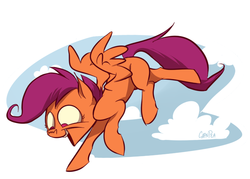 Size: 700x500 | Tagged: safe, artist:capnpea, scootaloo, pony, g4, female, flying, scootaloo can fly, solo