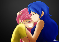 Size: 1750x1250 | Tagged: safe, artist:kprovido, fluttershy, princess luna, human, g4, duo, humanized