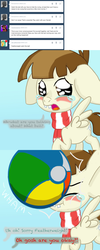 Size: 1000x2500 | Tagged: safe, artist:minkidoodles, featherweight, g4, ask, ball, blushing, clothes, comic, crying, featherweight responds, male, scarf, solo, tumblr