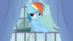 Size: 500x281 | Tagged: safe, rainbow dash, pony, g4, spike at your service, animated, female, scrunchbow dash, scrunchy face, solo
