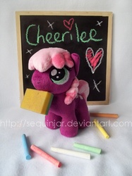 Size: 500x667 | Tagged: safe, artist:sequinjar, cheerilee, g4, chalkboard, cute, irl, photo, plushie, teacher
