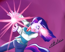 Size: 1280x1024 | Tagged: safe, artist:botasu-orichumo, twilight sparkle, anthro, g4, magic, solo