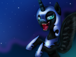 Size: 1600x1200 | Tagged: safe, artist:agussska, nightmare moon, alicorn, pony, g4, female, open mouth, rearing, solo