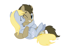 Size: 800x565 | Tagged: safe, artist:thephoebster, derpy hooves, doctor whooves, time turner, pegasus, pony, g4, female, male, mare, ship:doctorderpy, shipping, simple background, straight, transparent background