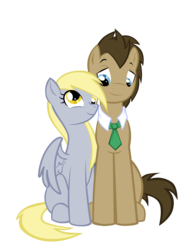 Size: 1700x2270 | Tagged: safe, artist:moostargazer, derpy hooves, doctor whooves, time turner, earth pony, pegasus, pony, g4, female, male, mare, necktie, ship:doctorderpy, shipping, simple background, stallion, straight, transparent background