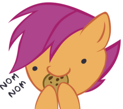Size: 850x750 | Tagged: safe, artist:ocarina0ftimelord, scootaloo, g4, chibi, cookie, cute, cutealoo, nom, simple background, transparent background, vector