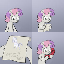 Size: 2000x2000 | Tagged: safe, sweetie belle, oc, oc:sketchy the notebook pony, g4, call me for a good time, exploitable meme, lined paper, meme, sketchy pony, sweetie's note meme