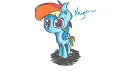 Size: 1366x768 | Tagged: safe, artist:twilightsquare, rainbow dash, g4, full body, nyan, simple background, small wings, solo, spread wings, standing, white background, wings