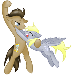Size: 2815x2916 | Tagged: safe, artist:cleppyclep, derpy hooves, doctor whooves, time turner, pegasus, pony, g4, female, male, mare, ship:doctorderpy, shipping, simple background, straight, white background