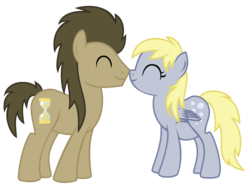 Size: 1600x1200 | Tagged: safe, derpy hooves, doctor whooves, time turner, earth pony, pegasus, pony, g4, duo, duo male and female, female, male, mare, simple background, stallion, transparent background