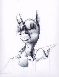 Size: 987x1280 | Tagged: safe, artist:thoughtfulmonster, twilight sparkle, pony, g4, female, sketch, solo, traditional art