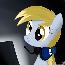 Size: 1024x1024 | Tagged: safe, derpy hooves, pegasus, pony, g4, female, headphones, mare, solo