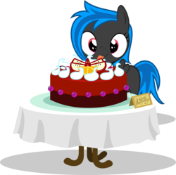 Size: 4298x4283 | Tagged: safe, artist:up1ter, oc, oc only, pegasus, pony, absurd resolution, cake, filly, simple background, solo, transparent background, vector