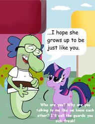 Size: 458x600 | Tagged: safe, artist:abigail m., edit, twilight sparkle, friendship is magic, g4, comic sans, crossover, fish hooks, male pregnancy, pregnant