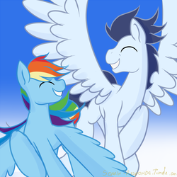 Size: 900x900 | Tagged: safe, artist:glasdale, rainbow dash, soarin', g4, 30 minute art challenge, ship:soarindash, shipping