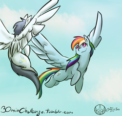 Size: 1000x948 | Tagged: safe, artist:aeritus, rainbow dash, soarin', g4, 30 minute art challenge, ship:soarindash, shipping