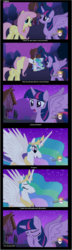 Size: 604x2103 | Tagged: safe, fluttershy, princess celestia, twilight sparkle, alicorn, pony, g4, female, mare, spanish, twilight sparkle (alicorn)