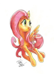 Size: 600x817 | Tagged: safe, artist:tsitra360, fluttershy, pony, g4, female, solo, traditional art