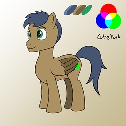 Size: 600x599 | Tagged: safe, artist:bardiel83, oc, oc only, pegasus, pony, cutie mark, drawing, gradient background, male, smiling, solo, stallion