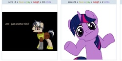 Size: 1152x574 | Tagged: safe, twilight sparkle, oc, g4, exploitable meme, juxtaposition, juxtaposition win